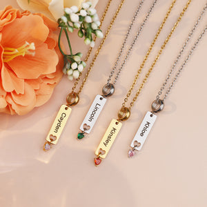 Personalized Custom Name Heart Birthstone Necklace - Gift For Christmas