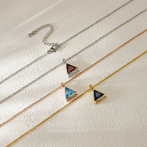 Personalized Memorial Birthstone Triangle Name Necklace