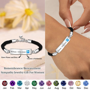 Personalized Memorial Name Birthstone Adjustable Bracelet