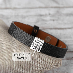 Personalized Custom Family Name Leather Bracelet for Men