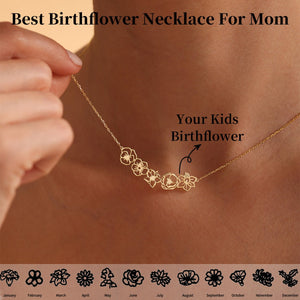 Personalized Dainty Birth Flower Necklace - Gift For Grandma/Mom