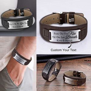 To My Man - Personalized Custom Name Couple Leather Bracelet