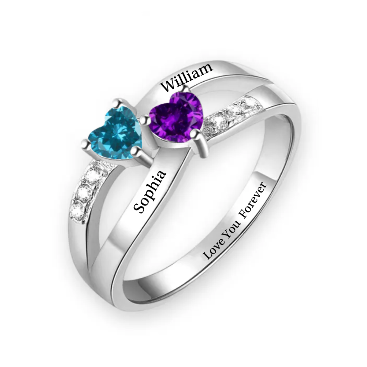 Love You Forever - Personalized Promise Birthstones Ring