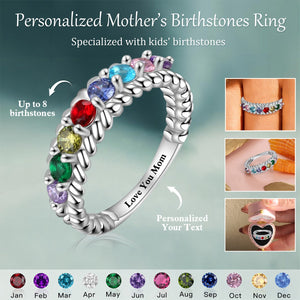 Personalized Grandma Mom Family Birthstone Ring