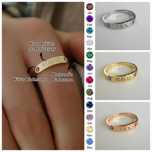 Personalized Minimalist Custom Birthstone Couple Ring