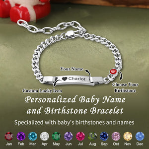 Personalized Custom Name and Birthstone Bracelet - Gift For Christmas