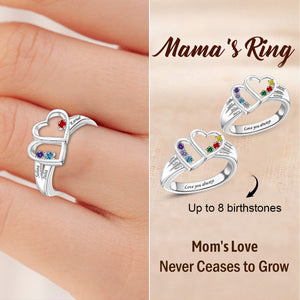 Personalized Grandma Mom 2-8 Family Heart-to-heart Birthstones Ring