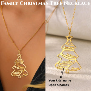 Personalized Christmas Tree Family Necklace - Gift For Grandma Mom