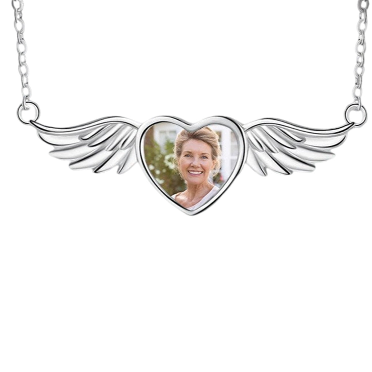 Personalized Angel Wings Photo Necklace