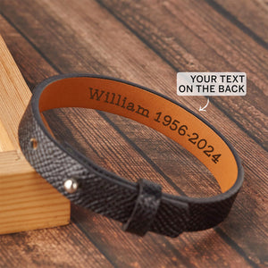 Personalized Engraved Memorial Text Personalized Leather Bracelet