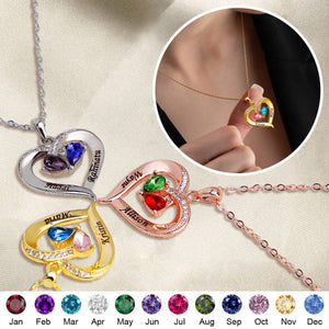 Personalized Our Love Heart-Shaped Double Birthstone Necklace