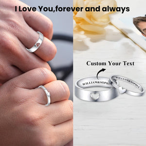 Personalized Couple Heart Matching Promise Engrave Rings -Gift For Valentine's Day