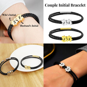 Personalized Custom Initial Puzzle Shape Couple Bracelet