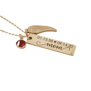 Personalized Monogram Birthstone Unique Wing Necklace