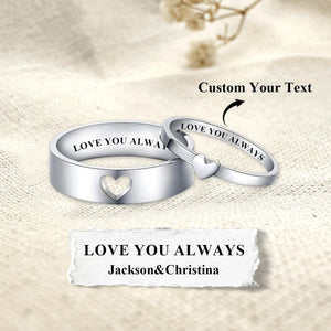 Personalized Couple Heart Matching Promise Engrave Rings -Gift For Valentine's Day