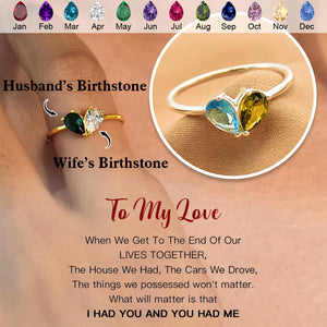 Personalized Couple Promise Double Birthstones Ring - Gift For Valentine's Day