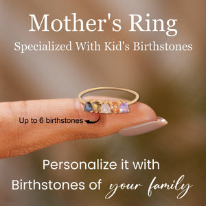 Personalized Grandma Mom 1-6 Birthstones Family Dainty Ring