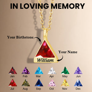 Personalized Memorial Birthstone Triangle Name Necklace