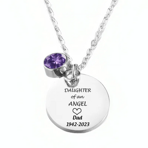 Personalized Memorial Birthstone Necklace, Loss of Dad Gift For Daughter