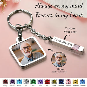 In Loving Memory - Personalized Memorial Birthstone Photo Urn Keychain