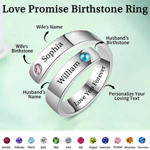 Personalized Name Birthstone Love Promise Adjustable Ring