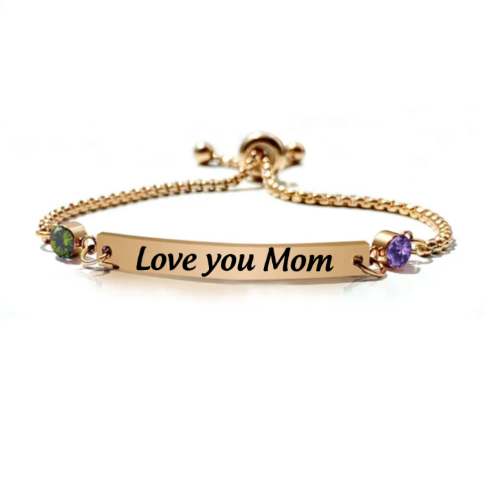 Personalized Mother & Daughter Forever Linked Together Custom Any Text Birthstones Bracelet