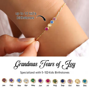 Personalized Grandma Mom 1-10 Family Birthstones Bracelet