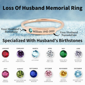 Personalized Birthstone Name Memorial Sterling Silver Ring