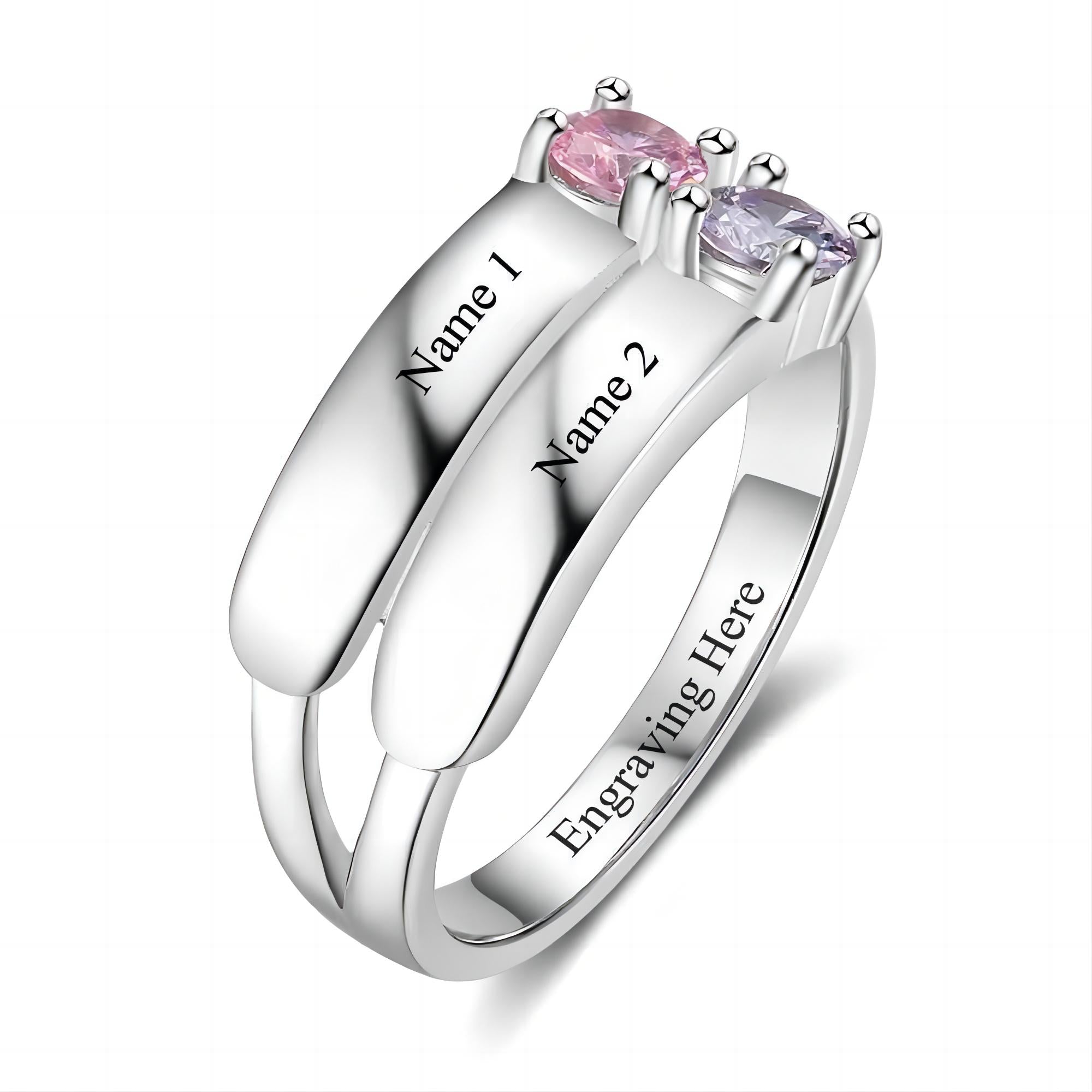 Love You Forever - Personalized Promise Birthstones Ring