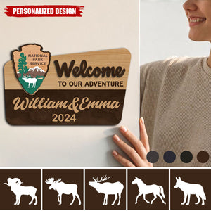 Welcome To Our Adventure-Personalized Wood Fridge Magnet-Gift For Travel Lovers