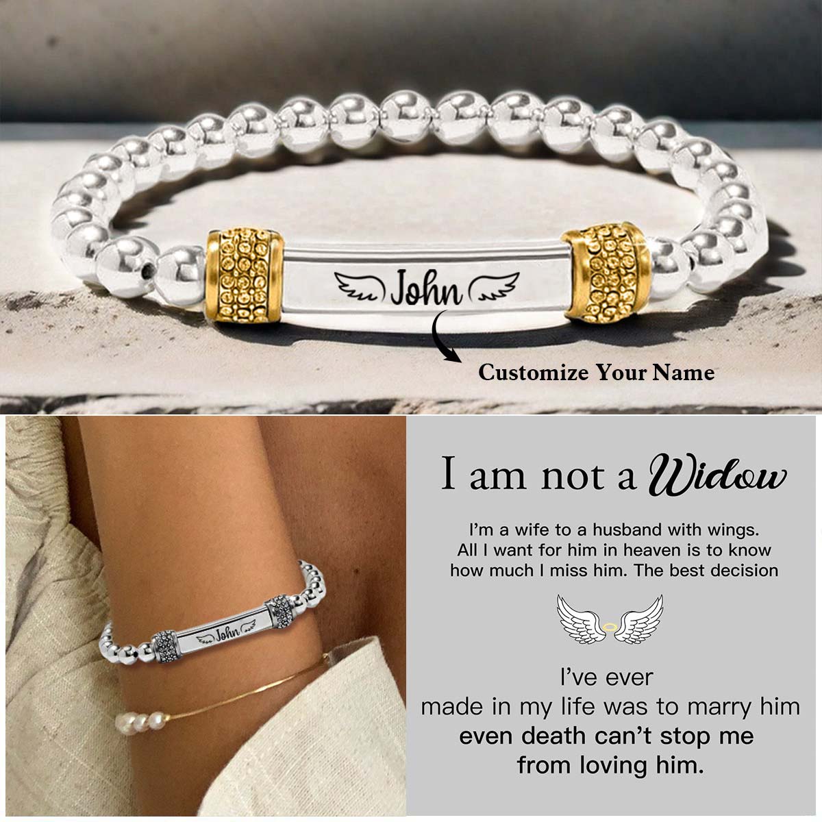 Personalized I'm A Wife To A Husband With Wings Bracelet