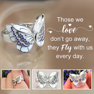 Personalized Memorial Diamond Double Butterfly Ring