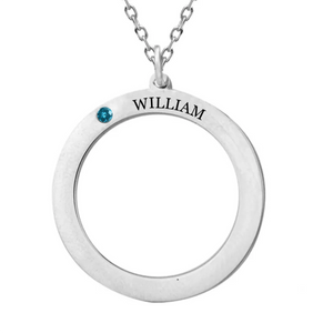 Personalized Birthstone Name Circle Memorial Necklace