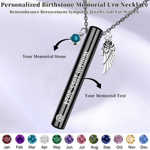 Personalized Wing Birthstone Memorial Urn Necklace