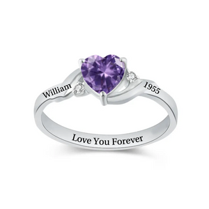 Personalized Birthstone Name Memorial Ring