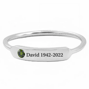 Personalized Birthstone Name Memorial Sterling Silver Ring