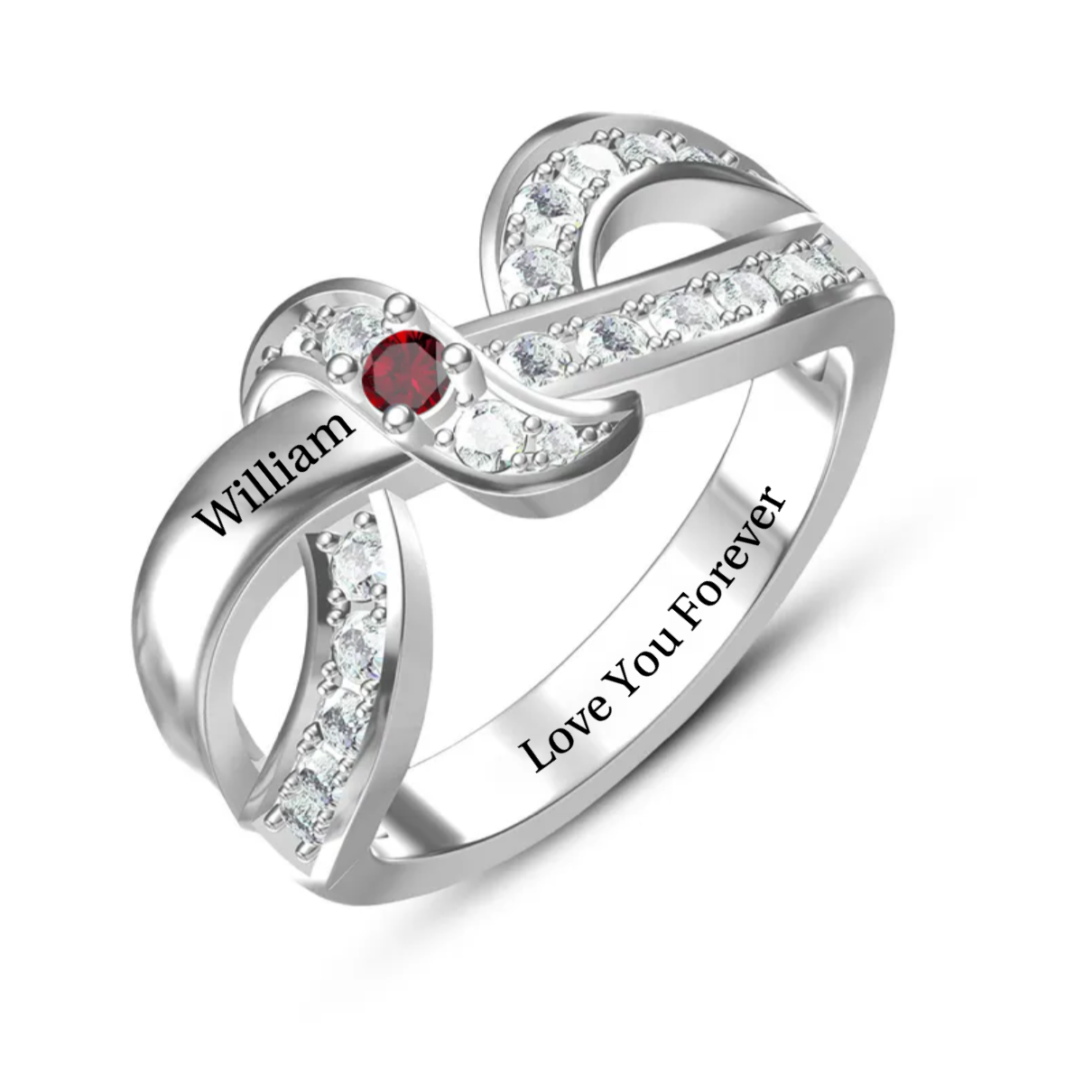 Personalized Birthstone Name Memorial Ring