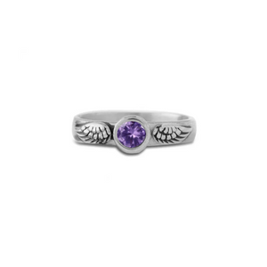 I'm a Wife to a Husband Personalized Circle Wings Memorial Birthstone Ring