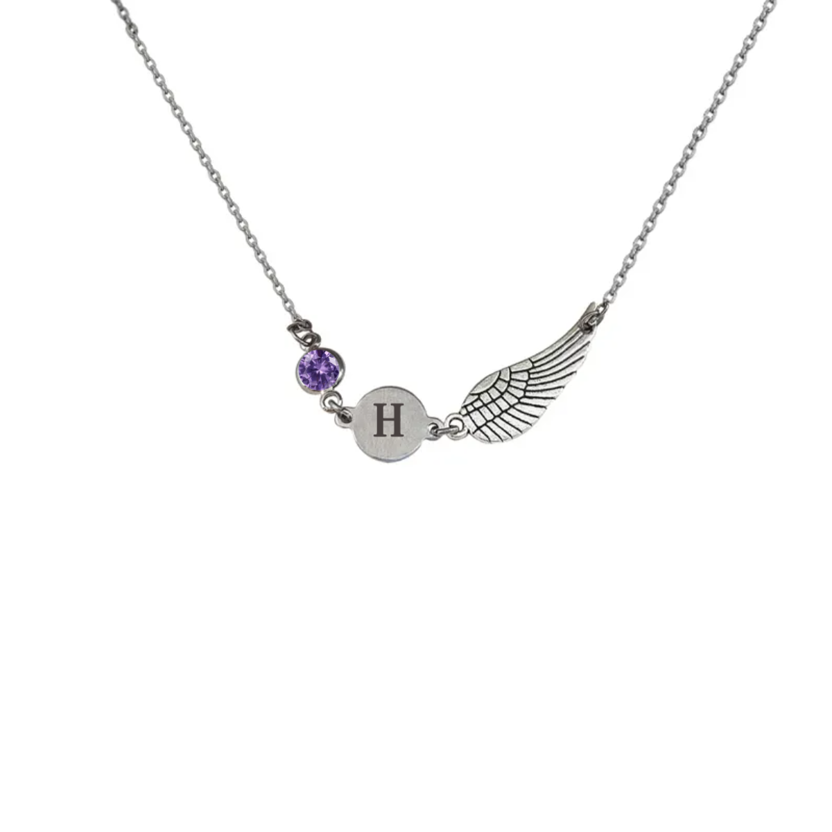 To My Husband-Personalized Wing Birthstone Memorial Necklace