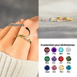 Personalized Grandma Mom 1-6 Birthstones Family Ring