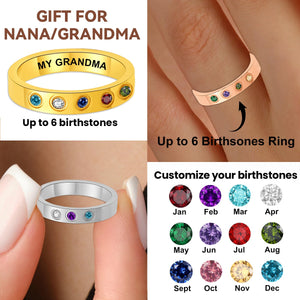 Personalized Grandma Mom 1-6 Birthstones Family Ring