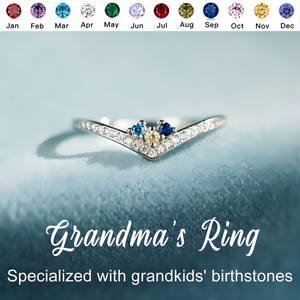 Custom 1-5 Birthstones Grandma Mom Perosnalized Birthstone Ring