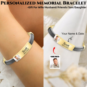 Personalized Custom Engraved Photo & Name Memorial Bracelet