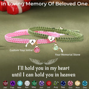 Personalized Birthstone Engraved Initial Memorial Bracelet