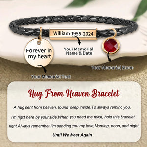 Personalized Memorial Birthstone Leather Bracelet