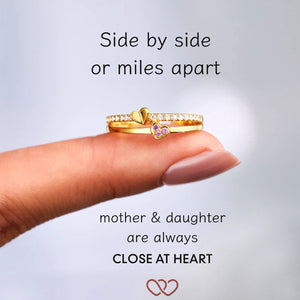 Mother & Daughter Love Heart Ring-Rings For Women