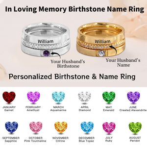 Personalized Name Birthstone Stackable Memorial Ring