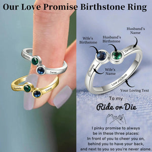 Personalized Name 2 Birthstones Love Promise Ring