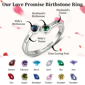 Personalized Name 2 Birthstones Love Promise Ring