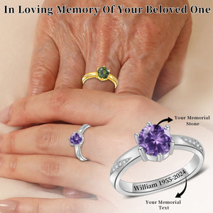 Personalized Name Birthstone Memorial Ring